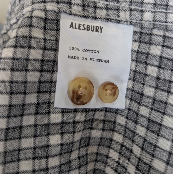 Alesbury Slim 100% Cotton Blue+White Plaid Double Cloth Button Down. Size L - Picture 3 of 5